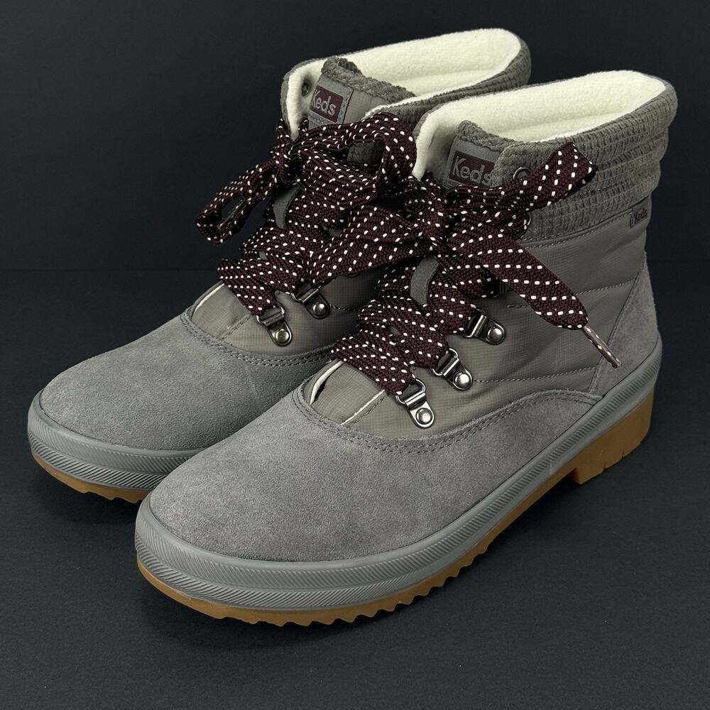 Keds Camp Boot Women’s Size 9.5 Gray Winter Snow Ankle Boots Lace Up New